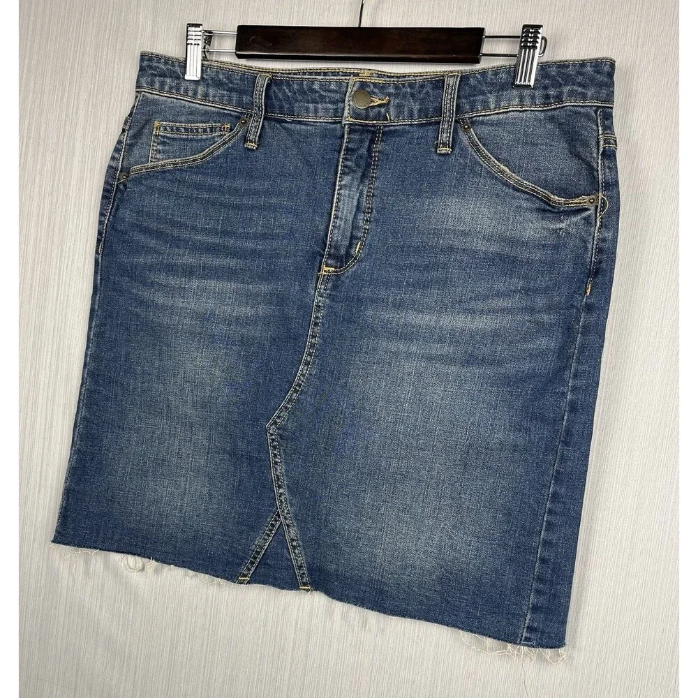Denim Pencil Skirt Casual Minimalist Raw Hem Straight Fit Universal Thread Sz 14